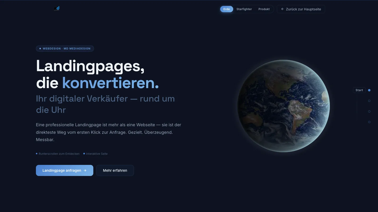 Vorschau: Globe-Landingpage